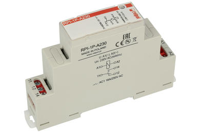 Relay; instalation; electromagnetic industrial; RPI-1P-A230; 230V; AC; SPDT; 16A; 250V AC; 16A; 24V DC; DIN rail type; Relpol; RoHS