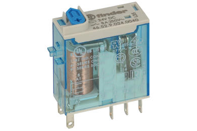 Relay; electromagnetic miniature; 46.52.9.024.0040; 24V; DC; DPDT; 8A; 250V AC; PCB trough hole; for socket; Finder; RoHS