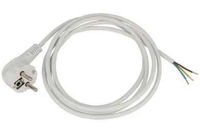 Kabel; zasilający; AS3488; wtyk sieciowy CEE 7/7 kątowy; przewody; 2m; biały; 3 żyły; 0,75mm2; okrągły