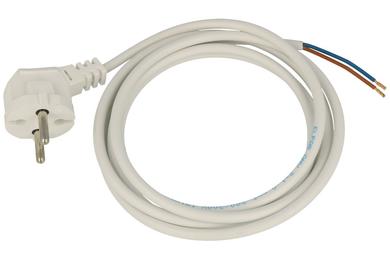 Cable; power supply; PZ1-2-1; CEE 7/7 angled plug; wires; 2m; white; 2 cores; 1,00mm2; ELGOTECH; PVC; round; stranded; Cu; RoHS