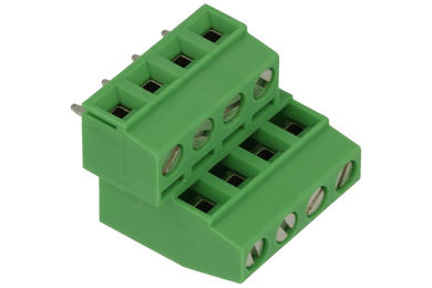 Terminal block; LE-4 MKKDSN; 8 ways (4+4); R=5,08mm; 19mm; 10A; 300V; through hole; straight; lift type; square hole; slot screw; screw; horizontal; 1,5mm2; green; Phoenix Contact; RoHS