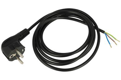 Cable; power supply; AS3489; CEE 7/7 angled plug; wires; 2m; black; 3 cores; 0,75mm2; round