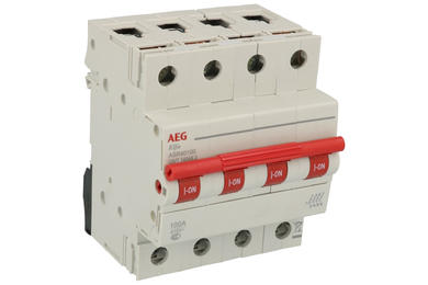 Rozłącznik izolacyjny; modułowy; ASR40100; OFF-ON; 100A; 415V AC; na szynę DIN; 4 tory; śrubowe; ON-0FF; AEG; RoHS