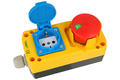 Switch; safety; push button; with socket; LAY5-JBPH2P-F; ON-OFF; mushroom; push-pull; with guard; 1 way; red; no backlight; bistable; screw; 5A; 250V AC; YUMO