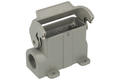 Connector housing; Han A; 19200100290; 10A; metal; straight; for panel; entry for M20 cable gland; with single locking lever; both sides cables entries; grey; IP65; Harting; RoHS