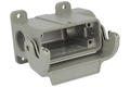 Connector housing; Han A; 19200100290; 10A; metal; straight; for panel; entry for M20 cable gland; with single locking lever; both sides cables entries; grey; IP65; Harting; RoHS