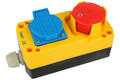 Switch; safety; push button; with socket; LAY5-JBPH2P-F; ON-OFF; mushroom; push-pull; with guard; 1 way; red; no backlight; bistable; screw; 5A; 250V AC; YUMO