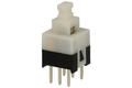 Switch; push button; SW-PYPS2271; ON-(ON); white; no backlight; through hole; 2 positions; 0,1A; 30V AC; pin spacing 2x5mm; 7mm