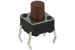 Tact switch; 6x6mm; 7mm; TSAC-2L; 3,5mm; through hole; 4 pins; brown; OFF-(ON); no backlight; 50mA; 12V DC; 160gf; Hua Jie Corp.; RoHS