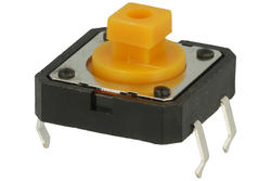 Mikroprzycisk; 12x12mm; 7,3mm; TS1204-7,3; 3,8mm; przewlekany (THT); 4 piny; czarny; do klawiszy; OFF-(ON); bez podświetlenia; 50mA; 12V DC; 180gf; KLS; RoHS