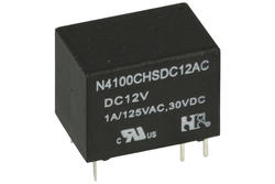 Relay; electromagnetic miniature; N4100-CHS 12VDC; 12V; DC; SPDT; 1A; 125V AC; 1A; 30V DC; PCB trough hole