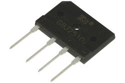 Mostek prostowniczy; GBJ2510; 25A; 1000V; płaski; przewlekany (THT); typ FM 30x20x3,5mm; KINGTRONIC; RoHS