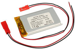 Rechargeable battery; Li-Po; 623255; 3,7V; 1100mAh; 6,2x32x55mm; PCM protection; connector + socket 2,54*2pins; AKYGA; RoHS