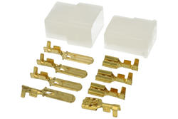 Konektor; 6,3x0,8mm; płaski wsuwka/nasuwka; izolowany; ZKPI63W4p; biały; proste; na przewód; 1,5mm2; zaciskany; 4 tory