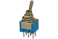 Przełącznik; dźwigniowy; MTS202-A2.; 2*2; ON-ON; 2 tory; 2 pozycje; bistabilny; na panel; przewlekany (THT); 3A; 250V AC; niebieski; 14mm