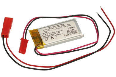 Akumulator; Li-Po; 852040; 3,7V; 620mAh; 8,5x20x40mm; Zabezpieczenie PCM; konektor+ gniazdo 2,54*2piny; AKYGA; RoHS