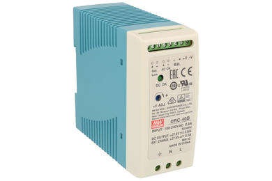 Power Supply; DIN Rail; buffer; DRC-40B; 127÷370V DC; 90÷264V AC; 27,6V DC; 27,6V DC; 0,95A; 0,5A; 40W; LED indicator; Mean Well
