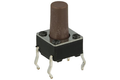 Tact switch; 6x6mm; 9,5mm; TSAD-2L; 6mm; through hole; 4 pins; brown; OFF-(ON); no backlight; 50mA; 12V DC; 160gf; Hua Jie Corp.; RoHS