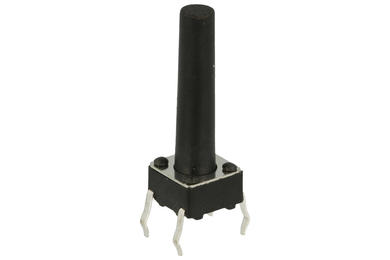 Tact switch; 6x6mm; 18mm; KLS7-TS6601-18.0-250; 14,5mm; through hole; 4 pins; black; OFF-(ON); no backlight; 50mA; 12V DC; 250gf; KLS; RoHS