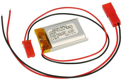 Rechargeable battery; Li-Po; 752030; 3,7V; 300mAh; 7,5x20x30mm; PCM protection; connector + socket 2,54*2pins; AKYGA; RoHS