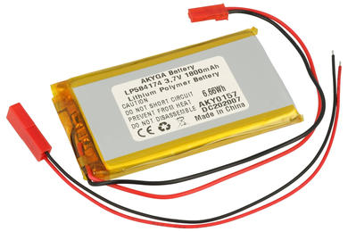 Akumulator; Li-Po; 584174; 3,7V; 1800mAh; 5,8x41x74mm; Zabezpieczenie PCM; konektor+ gniazdo 2,54*2piny; AKYGA; RoHS