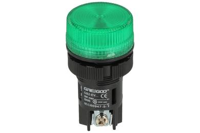 Kontrolka; GB2-EV163; 22mm; podświetlenie neonówka 250V; zielony; śrubowe; czarny; 40mm; Greegoo; RoHS
