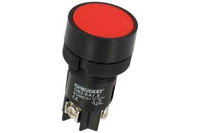 Przełącznik; przyciskowy; GB2-EA145; OFF-(ON); czerwony; bez podświetlenia; sprężynowe; 2 pozycje; 1,5A; 250V AC; 22mm; 43mm; Greegoo