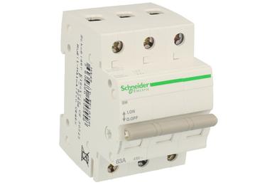 Isolation switch; modular; A9S62363; OFF-ON; 63A; 400V AC; DIN rail mounted; 3 ways; screw; ON-0FF; Schneider Electric; RoHS