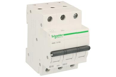 Over current breaker; modular; A9K01316; 16A; 230V AC; 3 ways; B; DIN rail mounted; screw; Schneider Electric; RoHS