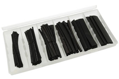 Set of heat shrinkable tubes; A-HSTS-B; 1,5÷13mm; 0,75÷6,5mm; black; 2:1; 4:1; 90°C