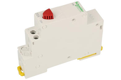 Switch; push button; modular; A9E18031; 20A; 250V AC; DIN rail mounted; 1 way; screw; ON-0FF; Schneider Electric; RoHS