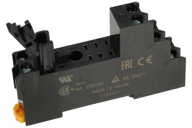 Relay socket; P2RFZ-08-E; DIN rail type; panel mounted; black; without clamp; Omron; RoHS; Compatible with relays: G2R-2