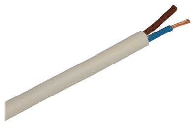 Wire; mains; H03VV-F (OMYo); 2x1,00mm2; stranded; Cu; white; round; PVC; 5,6mm; 300/300V; Eltrim; RoHS