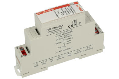 Relay; instalation; electromagnetic industrial; RPI-1ZI-U24A; 24 / 230V; DC; AC; SPST NO; 16A; 250V AC; 16A; 24V DC; DIN rail type; Relpol; RoHS; CE