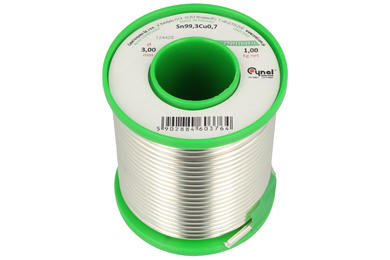 Soldering wire; 3,0mm; reel 1kg; Sn99,3Cu0,7/3,00/1,00/bt; lead-free; Sn99,3Cu0,7; Cynel; wire; flux free; solder tin
