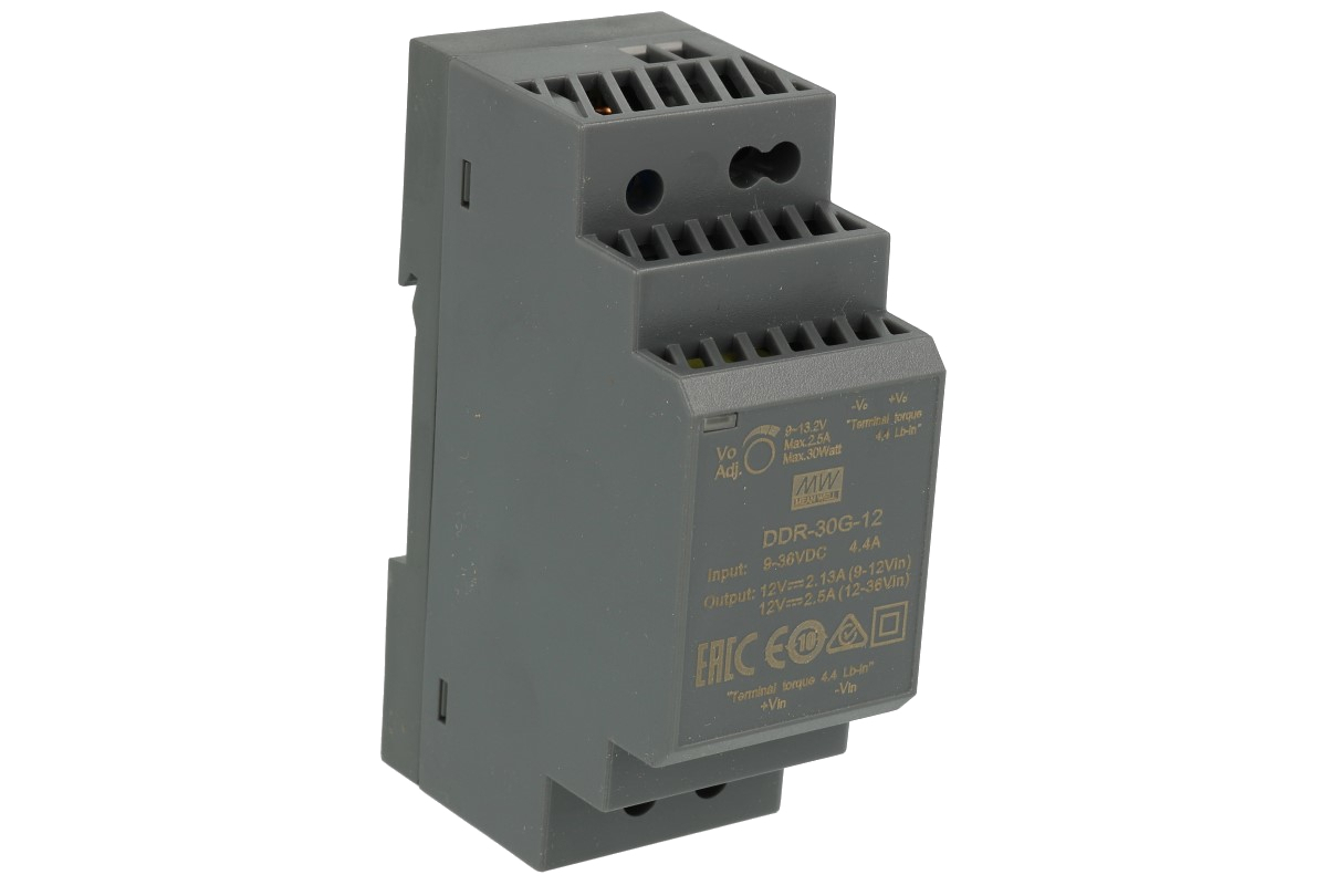 Przetwornica; DDR-30G-12; 30W; 9÷36V DC; 12V DC; 2,5A; DC/DC; na szynę ...