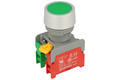 Switch; push button; PBF22-1-O/C-G; ON-(OFF)+OFF-(ON); green; no backlight; screw; 2 positions; 3A; 230V AC; 22mm; 50mm; Auspicious