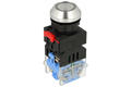 Switch; push button; LAS0-K-11KE/12V/B/P; ON-(OFF)+OFF-(ON); 2 ways; LED 12V backlight; blue; ring; momentary; panel mounting; 10A; 500V AC; 22mm; IP65; Onpow; RoHS
