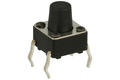 Tact switch; 6x6mm; 7mm; A06-A-7; 3,5mm; through hole; 4 pins; black; OFF-(ON); no backlight; 50mA; 12V DC; 160gf; Howo; RoHS