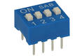 Przełącznik; DIP switch; 4 tory; DIPS4ND; niebieski; przewlekany (THT); h=5,2 + suwak 1,1mm; 25mA; 24V DC; biały; SAB switches; RoHS