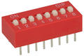Przełącznik; DIP switch; 8 torów; DIPS8CD; czerwony; przewlekany (THT); h=5,3 + suwak 1,3mm; 25mA; 24V DC; biały; RoHS
