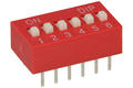 Przełącznik; DIP switch; 6 torów; DIPS6CD; czerwony; przewlekany (THT); h=5,3 + suwak 1,3mm; 25mA; 24V DC; biały; KLS; RoHS