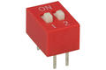Przełącznik; DIP switch; 2 tory; DIPS2CD; czerwony; przewlekany (THT); h=5,5 + suwak 1,1mm; 25mA; 24V DC; biały; KLS; RoHS