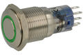 Przełącznik; przyciskowy; LAS2GQF-11E/G/12VS-FP; ON-(ON); 1 tor; podświetlenie LED 12V; zielony; ring; monostabilny; na panel; 3A; 250V AC; 16mm; IP67; Onpow; RoHS