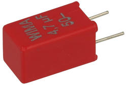 Capacitor; polyester; MKT; 4,7uF; 50V DC/30V AC; MKS2; MKS2B044701K00KSSD; 10%; 7,2x7,2x13mm; 5mm; bulk; -55...+100°C; Wima; RoHS