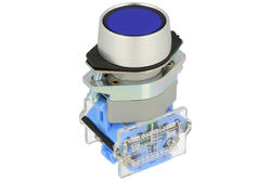 Przełącznik; przyciskowy; LAS0-A1Y-11ZB; ON-OFF+OFF-ON; niebieski; bez podświetlenia; śrubowe; 2 pozycje; 10A; 500V AC; 22mm; 50mm; Onpow