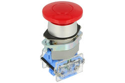 Przełącznik; bezpieczeństwa; przyciskowy; LAS0-A1Y-11M/R; ON-(OFF)+OFF-(ON); grzybkowy; 2 tory; czerwony; bez podświetlenia; monostabilny; śrubowe; 10A; 500V AC; Onpow