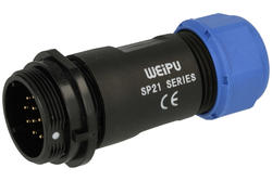 Plug; SP2111/P12II-1N; 12 ways; solder; 0,75mm2; 7-12mm; SP21; for cable; IP68; 5A; 400V; Weipu; RoHS