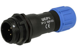 Plug; SP1311C/P4I-N; 4 ways; solder; 0,75mm2; 4-6,5mm; SP13; for cable; IP68; 5A; 200V; Weipu; RoHS; SP1311/P4I-N