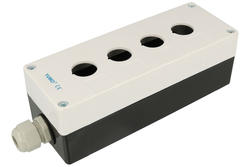 Control box; LAY5-BP04; white-black; plastic; IP54; with PG13,5 cable gland; quadruple; 196x72x65mm; 22mm panel mount; YUMO; RoHS